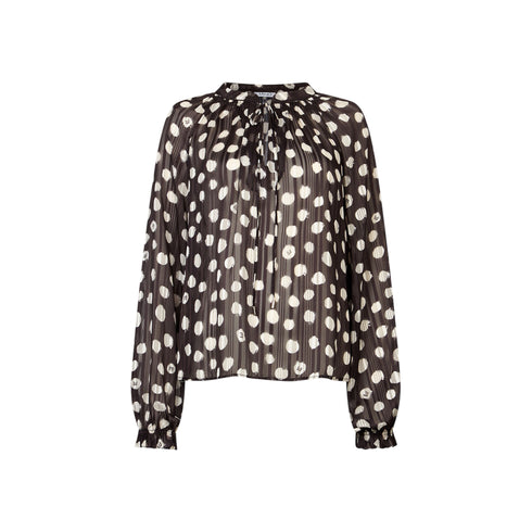 Blusa Donna in georgette, con laccetti e motivo a pois